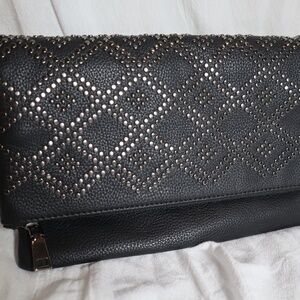 Urban Expressions Lesley Micro Stud Clutch Black Bag Fold Over
